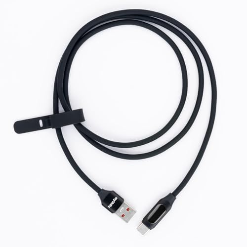 MyVolts Step Up USB-A to USB-C PD Cable with LCD Power Meter, Liquorice Black