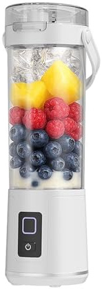 Frullatore portatile, spremiagrumi personale compatibile con frullati e smoothie, piccolo elettrico senza fili for uso domestico, tazze portatili(White)