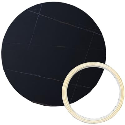 Runder Tisch mit drehbarer Tischplatte aus Steinplatte; verschleißfest, Kratzfest und leicht zu reinigen.(Black,50cm)