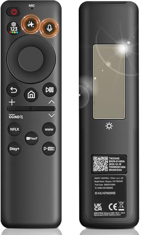 Telecomando Solar Voice AI Bluetooth per Samsung Smart TV, telecomando universale sostitutivo con ricarica USB‑C, tasti rapidi Netflix, Prime Video, www, Youtube, Disney+, per TV Samsung QLED 2023