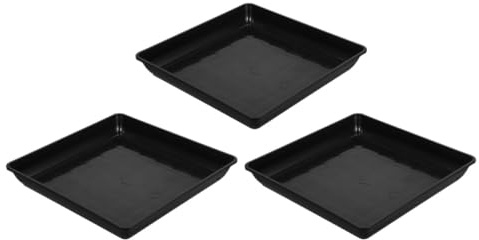 FIXOSHEE 3 Bandejas para Macetas de Plástico PP Negro Rectangular para Plantas Función de Recoger Agua y Tierra, Ideales para Uso Diario en Interiores y Exteriores