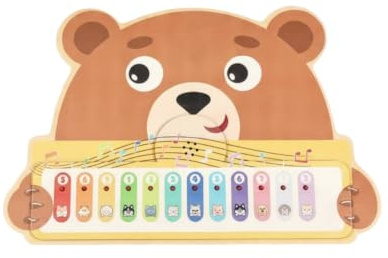 MotiveTech Durevole Tastiera Musicale Giocattolo Coordinazione Orso Legno