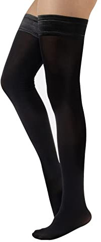 CALZITALY Medias Autoadhesivas Opacas | Medias Autosujetadoras Tupidas | 60 Den | Negro, Azul, Rojo, Verde | S - 4XL | Calcetería Italiana | (S, Negro)