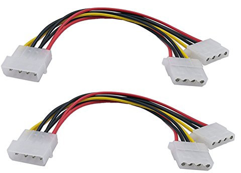 zdyCGTime Molex 4 Pin Power Supply Y Splitter Cable - 2 Female to 1 Male (2 Pack)