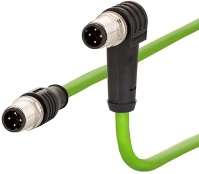 METZ CONNECT Verbindungsleitung M12 ST-M12 ST, 4-pol D-kodiert, gewinkelt-gerade, 1 m