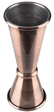 Buddy's Bar - Mesure Jigger, 2,5cl / 5cl Mesure Double, Mesure Jigger de Haute qualité, en cuivre Antique Aspect Vintage, Mesure Jigger pour mesurer Les ingrédients des Cocktails