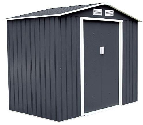 COSTWAY Casetta da Giardino per Attrezzi con Base in Metallo, Porte Scorrevoli, Maniglie, Tettoia e Sfoghi, Capanno da Esterno per Giardino, Fattoria e Cortile 277 x 191 x 192 cm