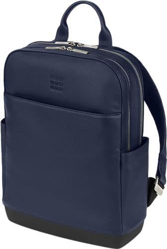Moleskine - Classic Pro Collection Leather Backpack, Professional Office Backpack, Laptop Backpack for Laptops, Notebooks up to 15'', Dimensions 43 x 33 x 14 cm, Sapphire Blue Color