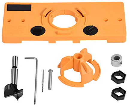 Broca de plantilla de bisagra, Fydun plantilla de bisagra oculta de 35 mm Orificio de perforación Broca de guía de broca Juego para instalación de puerta de gabinete