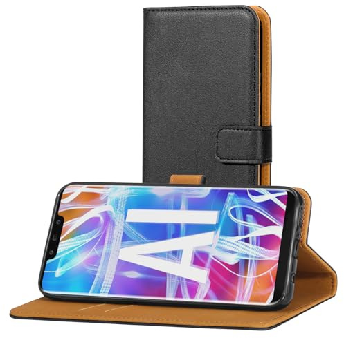 AICEK Cover Compatible Huawei Mate 20 Lite, Portafoglio Custodia per Huawei Mate 20 Lite Case di Pelle Flip Cover Nero (6.3 Pollici)