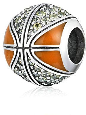 Basketball-925er-Sterlingsilber-Volleyball-Sportanhänger, Geburtstags-Charm für Pandora-Armband (Basketball A)