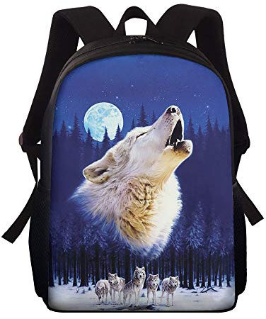 Showudesigns Child Preschool School Bag Wolf Cool Print Lightweight Soft Student Boys Backpack Kindergarten Kids Bookbag Toddler Travel Rucksack