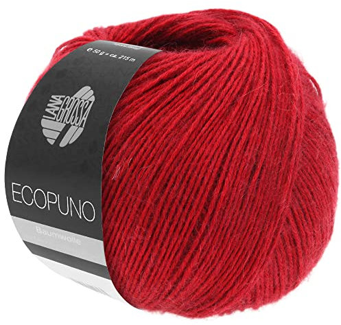 LANA GROSSA Ecopuno | Edle Netzgarnstruktur aus Baumwolle gefüllt mit Merino/Alpaka | Handstrickgarn aus 17% Schurwolle & 11% Alpaka Wolle | 50g Wolle zum Stricken & Häkeln | 215m Garn FB 47