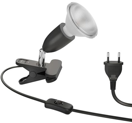 ledscom.de E27 Klemmleuchte LIK, schwarz inkl. E27 PAR30 LED Reflektor-Lampe 1025lm weiß