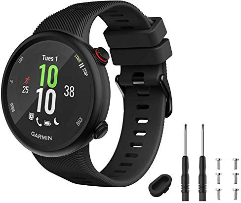 TopPerfekt Armband kompatibel mit Garmin Forerunner 45, Sport-Silikon-Armband, Ersatz-Armband für Forerunner 45 und Swim 2 (Schwarz)