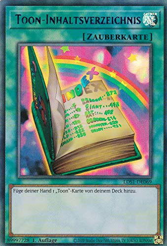 YGO LDS1-DE069 - Toon – Inhaltsverzeichnis - Ultra Rare - Yugioh - Deutsch - 1. Auflage im Set mit Ultra Pro Toploader und Ultra Pro Schutzhülle (Klarsicht)