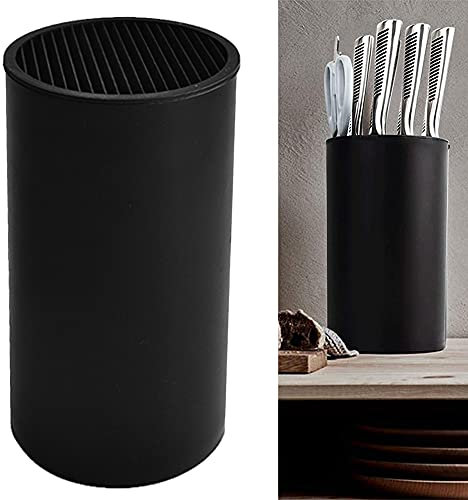 Knife Block Detachable Round Knife Holder Only Knife Storage Stand Keep Knives Organized and Clean (Black)