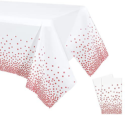 YXHZVON Einweg Tischdecke, 2 Pack Plastik Party Tischdecke Geburtstag in Roségoldenen Punkten Rechteckige Tischdekoration für Brautduschen Verlobung Hochzeit Einweihungsparty (137 x 274 cm)