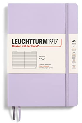 LEUCHTTURM1917 365498 Notizbuch Medium (A5), Softcover, 123 nummerierte Seiten, Lilac, liniert