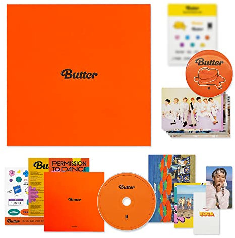 BTS Album - [ BUTTER ] (PHEACHES Ver.) CD-R + Photobook + Lyric Cards + Instant Photo Card + Photo Stand + Folded Message Card + Graphic Sticker + Photo Card