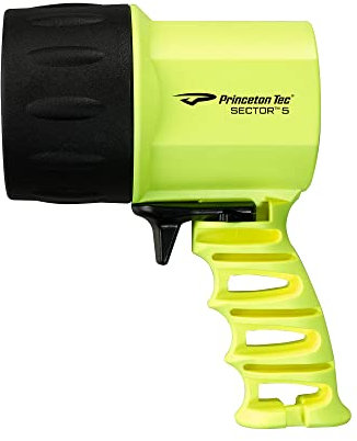 Princeton Tec Sector 5 LED Tauchstrahler IPX8 Wasserbeständigkeit, Leistungsstarker 1200 Lumen Strahl mit Pistolengriff für Outdoor Exploration oder unter Wassersport, 24 Stunden Lebensdauer, Neongelb