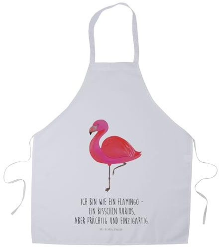 Mr. & Mrs. Panda Kochschürze Flamingo Classic - Geschenk, Spruch, glücklich, Kochschürze Damen, Grillschürze für Männer, Freundin, Selbstliebe,