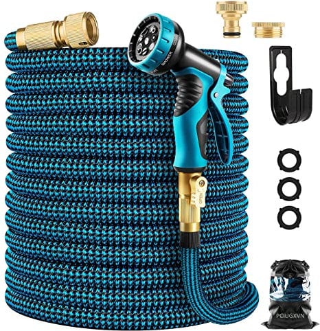 Flexibler Gartenschlauch 45M/150FT,Wasserschlauch mit 10 Funktionssprühdüsen,Leichter und knickfreier Dehnbarer wasserschlauch,starke Messingverbinder und 4-lagiger Latexkern,zum Waschen und Gießen