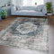 TT Home Wohnzimmer Teppich Flachgewebe Marokkanisch Design Used Look Ornamente Waschbar, Farbe:Grau, Größe:240x340 cm