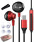 Auriculares USB Tipo C, In Ear Auriculares USB C con MicróFono y Control de Volumen para Samsung S22 S21 FE S20 S10,Huawei P40 P30 P20 Pro, Xiaomi, iPad Pro, Google Pixel, Oneplus (Rojo)