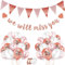 We Will Miss You girlande Deko Ruhestand Abschied Kollegin Abschieds Party Dekoration Kit Ruhestand Deko Gehen Weg Party Dekor Dreieck Flagge Banner Good Luck Luftballons Rente Deko (Rosa)