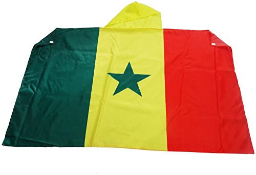 AZ FLAG Bandera de Senegal 150 x 90 cm, Capa Bandera Senegalesa 100% poliéster con mangas integradas, Body Flag senegalés