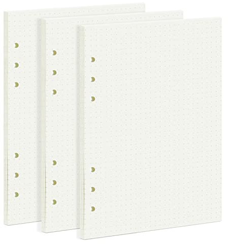 PALUDO 3 Packungen A5 Nachfüllpapier Gepunktet, 135 Blätter A5 Papier Nachfüllbare Refill Paper, 6 Löcher Nachfülleinlagen Loose Notizpapier für Filofax A5 Notizbuch Ringbücher Skizze Einsätze