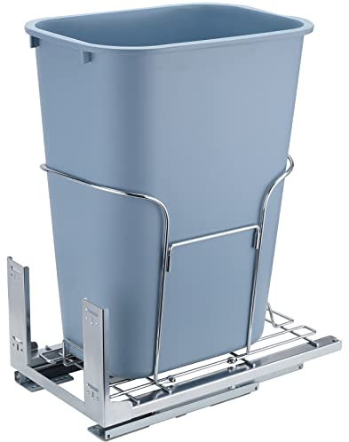 VEVOR Pull-Out Trash Can, 35L Single Bin, Under Mount Kitchen Waste Container with Slide, Handle and Door Mounting Kit, 110 lbs Load Capacity Heavy Duty Garbage Recycling Bin for Kitchen Cabinet, Sink