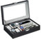 Relaxdays Schmuckaufbewahrung, Lederoptik, Schmuckkästchen für Armbänder, Brillen & Uhren, HBT: 9x33x20,5 cm, schwarz