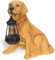 Baquler Weihnachtliche Hundestatue mit Laterne Harz Golden Retriever Statue Led Realistische Hund Solarleuchten Winddicht Lampe Rasen Ornamente Vorhof Dekorationen Outdoor für Veranda Zuhause Terrasse
