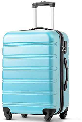 Merax Koffer Trolley Koffer, ABS Hartschalen, Gepäck, leicht Reisekoffer, Handgepäck, erweiterbar, 4 Rollen, Kombinationsschloss, L-65 * 44,5 * 27,5 cm, Hellblau
