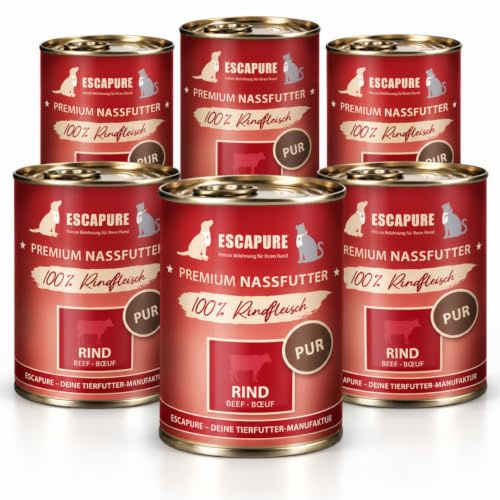 Escapure Rind PUR Nassfutter 6x400g – Premium Monoprotein | 100% Rindfleisch – isoliertes Protein für die Ausschlussdiät
