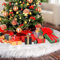 Gifmore Weihnachtsbaum-Rock, weiß, weich, dick, Plüsch-Kunstfell, Weihnachtsbaumdekoration, Matte, Röcke für Weihnachtsfeier und Neujahrsparty, 122 cm