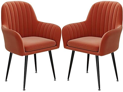 GCCSSBXF Lot de 2 chaises de salle à manger en velours avec accoudoirs – Pieds en métal, chaise d'appoint pour chambre à coucher, salon, cuisine – Support dorsal – Élégante et confortable