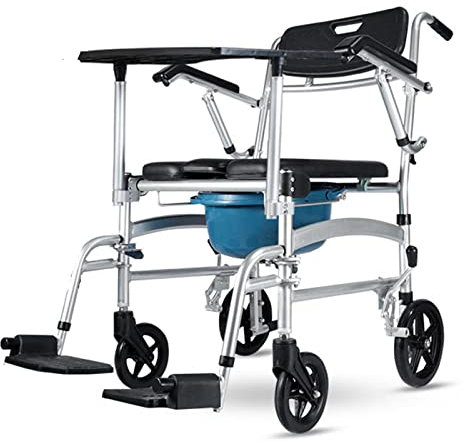 Rollbarer Duschstuhl, Duschstuhl mit Rädern, tragbare Toiletten, umklappbare Pedale, belastbar 140 kg, für ältere Menschen, Behinderte, Handicap (Flipping Armrest B)