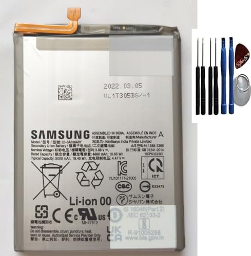 Original Samsung Akku für Samsung Galaxy A53 5G 5000mAh Batterie Handy Accu EB-BA336ABY mit Werkzeug für einbau