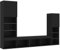 vidaXL Wohnwand 4-TLG., Schrankwand mit viel Stauraum, Anbauwand mit LED-Beleuchtung, Wandmontage Fernsehschrank Wohnzimmer Set Schrank, Schwarz Holzwerkstoff