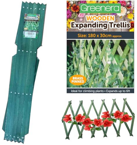 Garden Trellis for Climbing Plants Expanding Wooden Trellis 180x30 cm, Riveted Garden Trellis,Wall Trellis Fence Panel for Patio Garden,Green