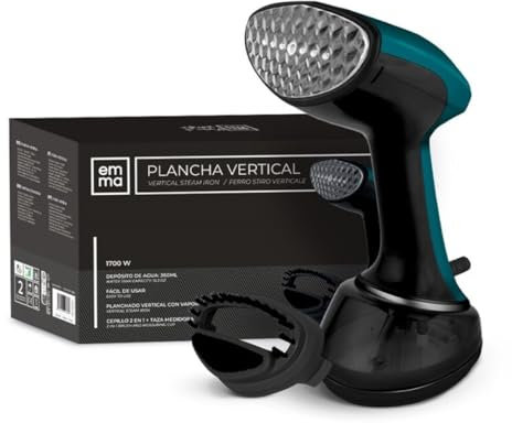 Plancha Vertical de Vapor, Viaje, 1700W, Depósito 360ml, Elimina Arrugas, Olores y Desinfecta, con Cepillo 2 en 1, Listo en 20s (Vertical Verde)