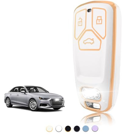 TOOMUME Coque Clé TPU, Etui Clé Étui Clé Adapté pour Audi A4 S4 RS4 B9 A5 S5 RS5 F5 A3 A6 A7 A8 A4L A6L Q2 Q3 Q5 Q7 SQ5 SQ7 S7 R8 4M D5 TT TTS, Couvre Clef Cache Cle Voiture Telécommande - Smart Key