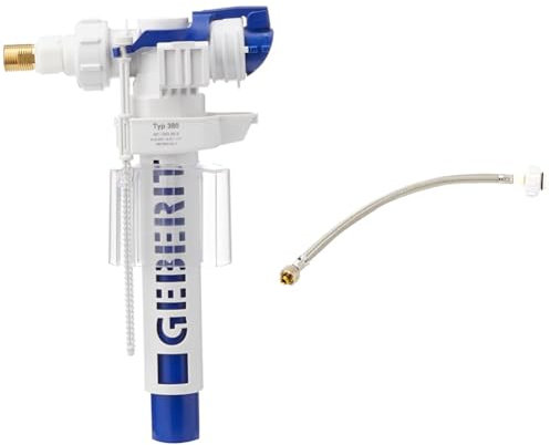 Geberit 240700001 Schwimmerventil für Aufputz-, Spülkasten Nr. 240.700, 25.2 x 15.8 x 7 cm & 240.921.00.1 Verbindungsschlauch für Unterputzspülkästen, 300 mm, Siber