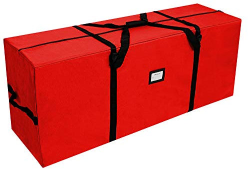 GUDELAK Christmas Tree Storage Bag, Fits Up to 7.5 Ft Large Christmas Tree Bag, Heavy Duty 600D Oxford Christmas Tree Storage Box, Red Xmas Tree Bag Christmas Decoration Storage(50” X 20” X 15”)