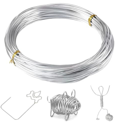 QOWUXHZ 1 Pezzi Filo Alluminio 2Mm Filo Di Alluminio Filo Metallico Modellabile Filo Floreale Pour Fabrication De Bijoux Artisanat Argento 2Mm X 15M