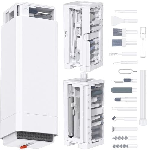 VICHYIE Kit Pulizia Tastiera PC con Spazzola, Pulizia per iPhone, Kit Pulizia Multifunzionale per AirPods, Auricolari Bluetooth, Telefoni, Tablet, Fotocamere, Computer (Bianco)