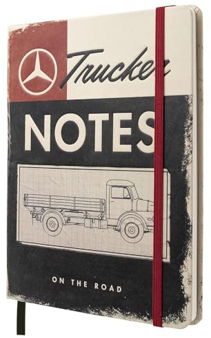 Nostalgic-Art Retro Notizbuch, A5, Daimler Truck – Trucker Notes – Geschenk-Idee für Trucker, Original Lizenzprodukt (OLP), Bullet Journal dotted, Vintage Design
